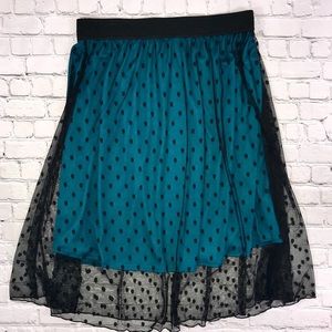 LuLaRoe Lola lace skirt blue black size XL